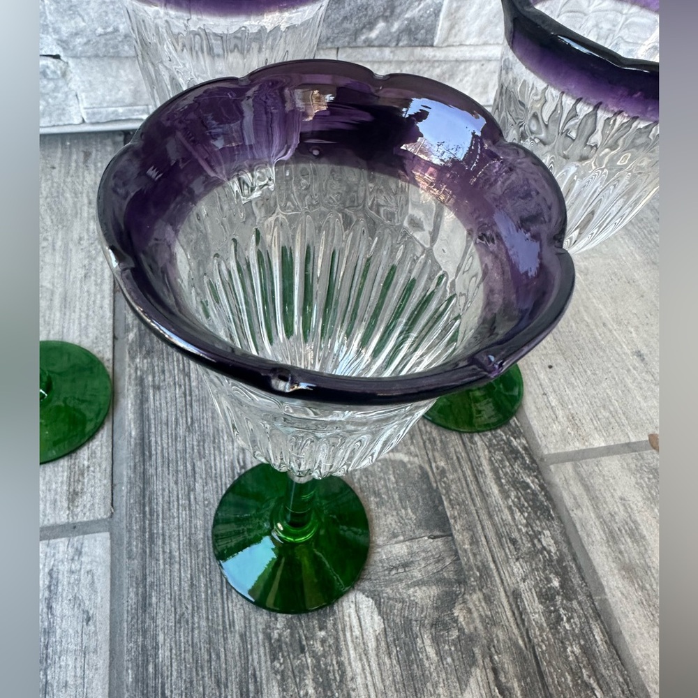 Anthropologie Saintpaulia Wine Tulip Handblown  Glass Set of 4 - Picture 6 of 11